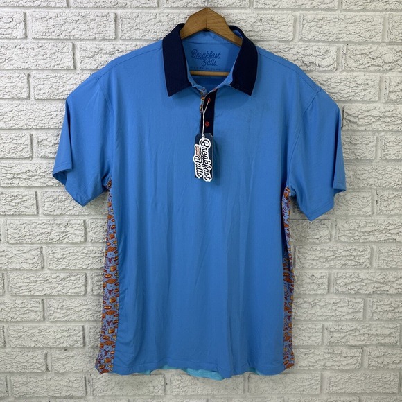 RSVLTs Breakfast Balls The Continental Polo Mens Size Large NWT Blue - Picture 1 of 6